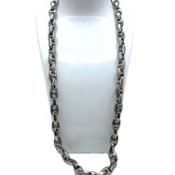 Men’s Stainless Steel Heavy Brushed Polished Link Necklace 24” Retail $225 NWT