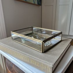Glass & Brass Trinket Box ( 8"x6"x2” ) firm on price