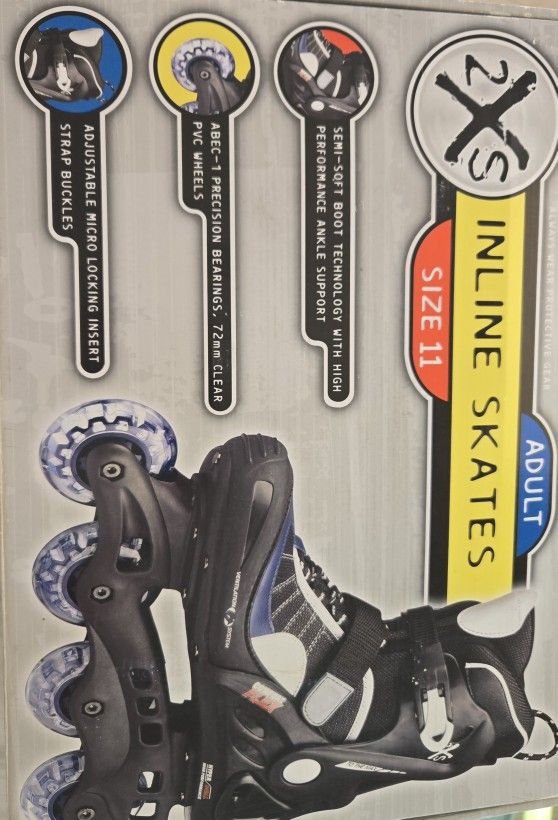 2XS COMFORT FLEX ADULT INLINE SKATES ROLLER BLADES BUCKLE BOOT POWER STRAP Size 11