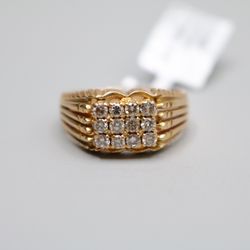 18K Yellow Gold Diamond Cluster Ring (Size 10) (0.59 CTW)