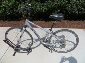 Silver Cannondale Adventure Hybrid Bike