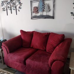 Gorgeous Red Loveseat And Chair