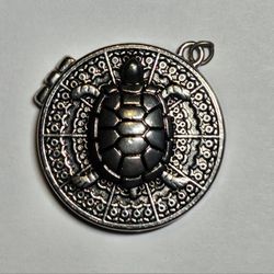 Silvertone Turtle Pendant Locket