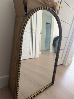 Arched Gold Beaded Mirror