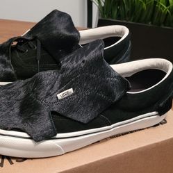 VANS Era Origami Skate SNEAKERS Size 11.5 Unisex Black Cutout Calf Hair Overlay 