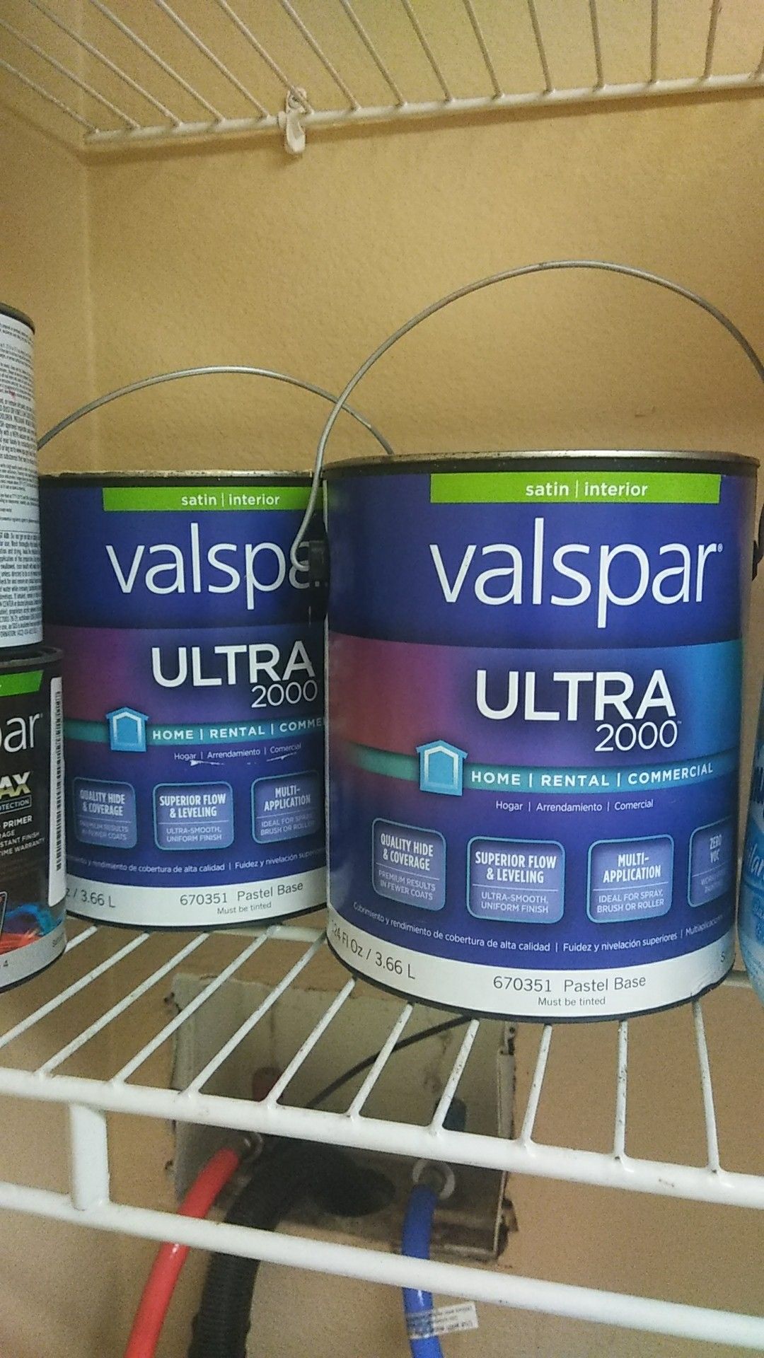 Two 124 FL oz valspar ultra 2000 satin interior paint pastel base