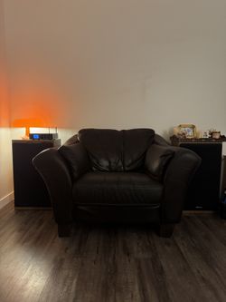 Pottery Barn Dark Brown Leather Armchair