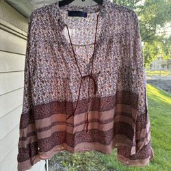 Blue Rain women's long-sleeve blouse with a bohemian large