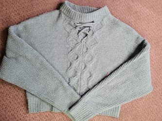Derek Heart Sage Green Cable Knit Crop Sweater