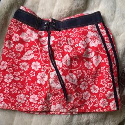 Catalina Ocean Gear Red Floral Swim Skirt Size Large