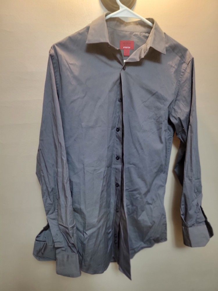 ALFANI SLIM FIT GRAY BUTTON UP LONG SLEEVE DRESS SHIRT MENS