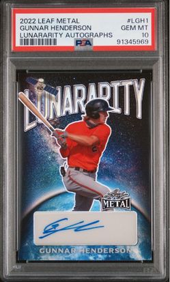 (Available on eBay only) POP 1 GUNNAR HENDERSON AUTO Lunararity PSA 10 BALTIMORE ORIOLES #9/10