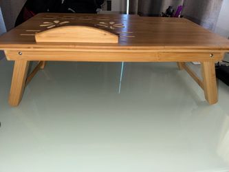 Bamboo Laptop Desk, Adjustable Foldable Bed Tray Table for Bed, Sofa, and Floor, Portable Lap Desk