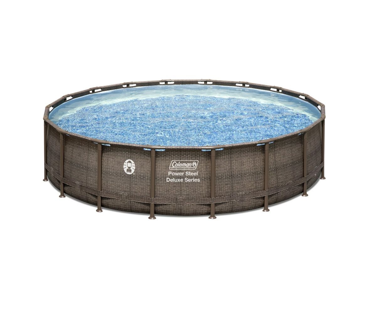 Coleman Power Steel 18’ x 48” Round Metal Frame Above Ground Pool Set