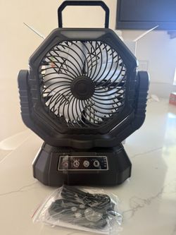 NEW- HAWANA Camping Fan with Light -Black