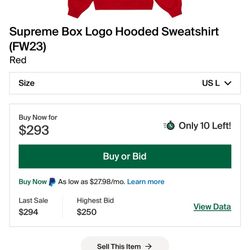 Supreme Fw23 Red Box Logo Hoodie