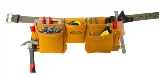 11-Pocket Leather Waist Tool Belt/Contractor's Apron