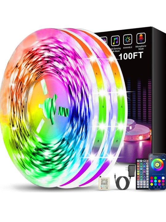 Led Lights for Bedroom 100 ft (2 Rolls of 50ft) Music Sync Color Changing RGB Led Strip Lights