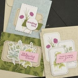 Set Of 3 Handmade Garden Inspired Cards