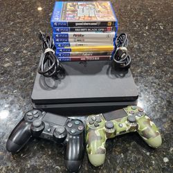 Ps4 Slim Series1TB Console Model CUH-2115B with 2 controllers/8 games/ Hdmi/Power Cord/Charge cable!