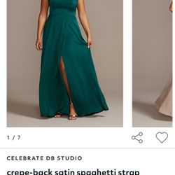 Davids Bridal Gem Size 8 Spaghetti Strap Satin Bridesmaid Dress