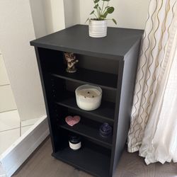 Rotating Small Shelf, Side Table with Storage and Adjustable Shelves - Black