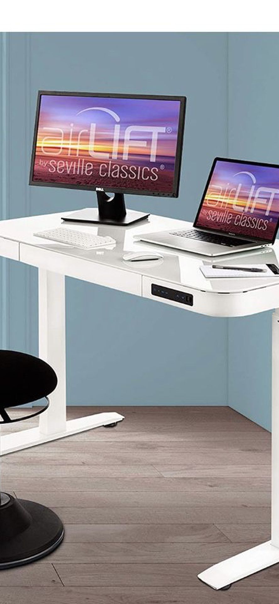 Excellent Condition Standing Desk - Electric, White, USB Charging Ports, Memory Settings