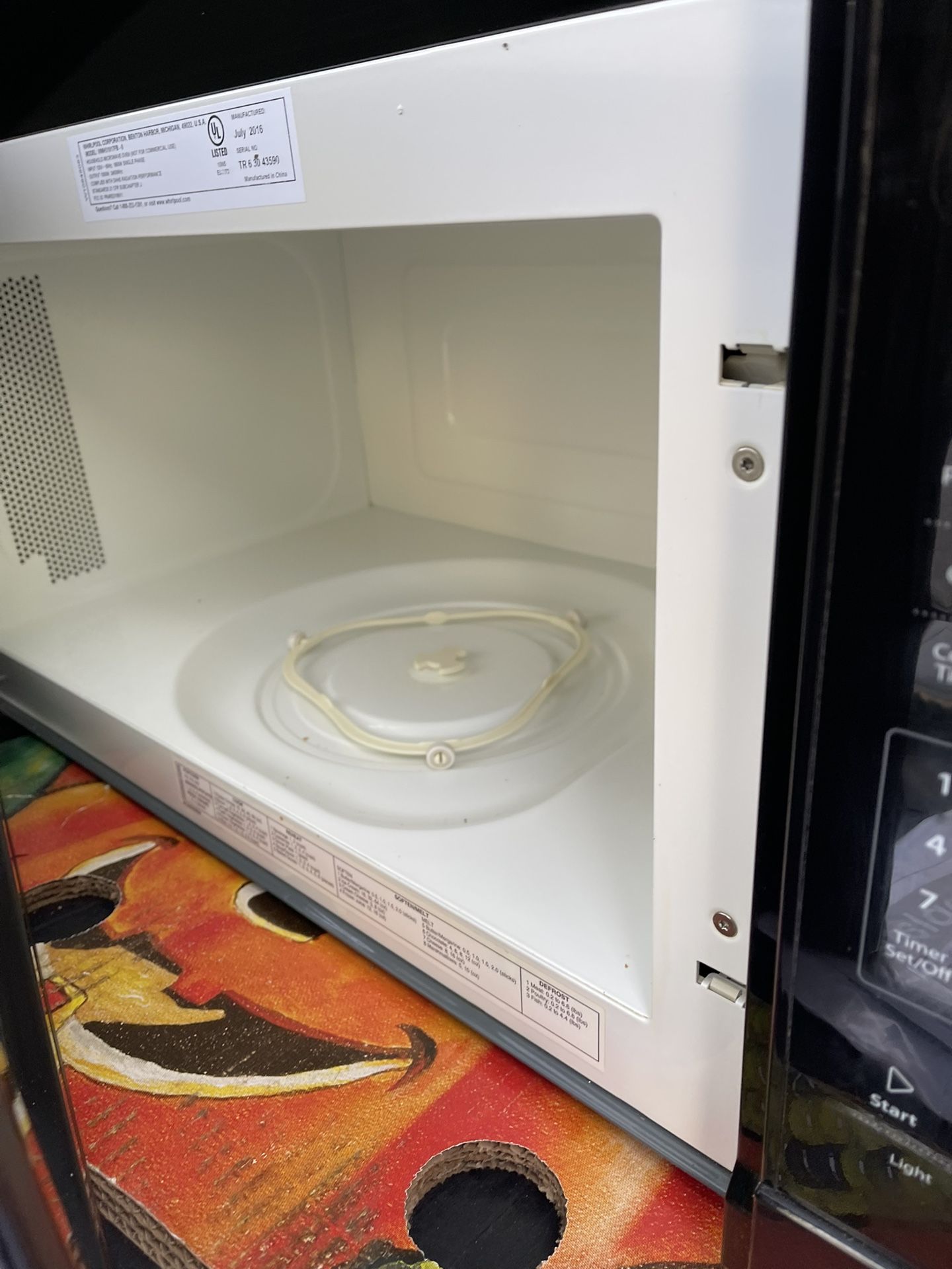 Microwave whirlpool upper cabinet