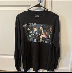 Demon Slayer Tanjiro Nezuko Mens T-Shirt medium Black Long Sleeve Tee Aniplex