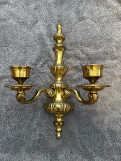 Brass Two-Arm Wall Candle Sconce