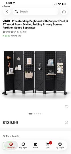 New pegboard room divider
