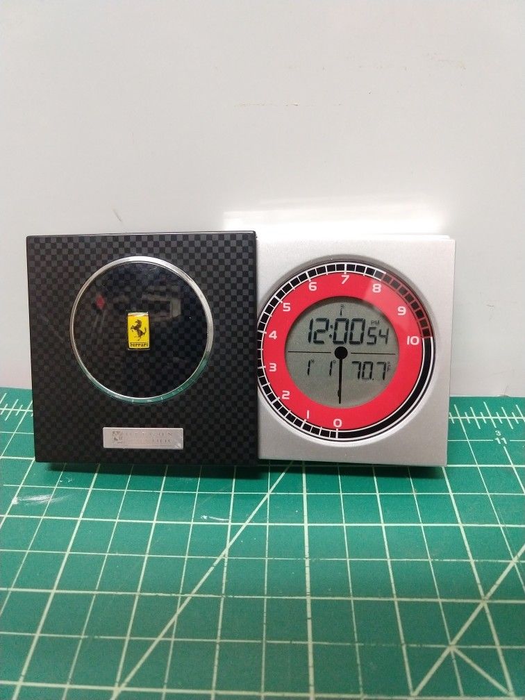 Ferrari Travel Alarm Clock (Imola) Black & Silver