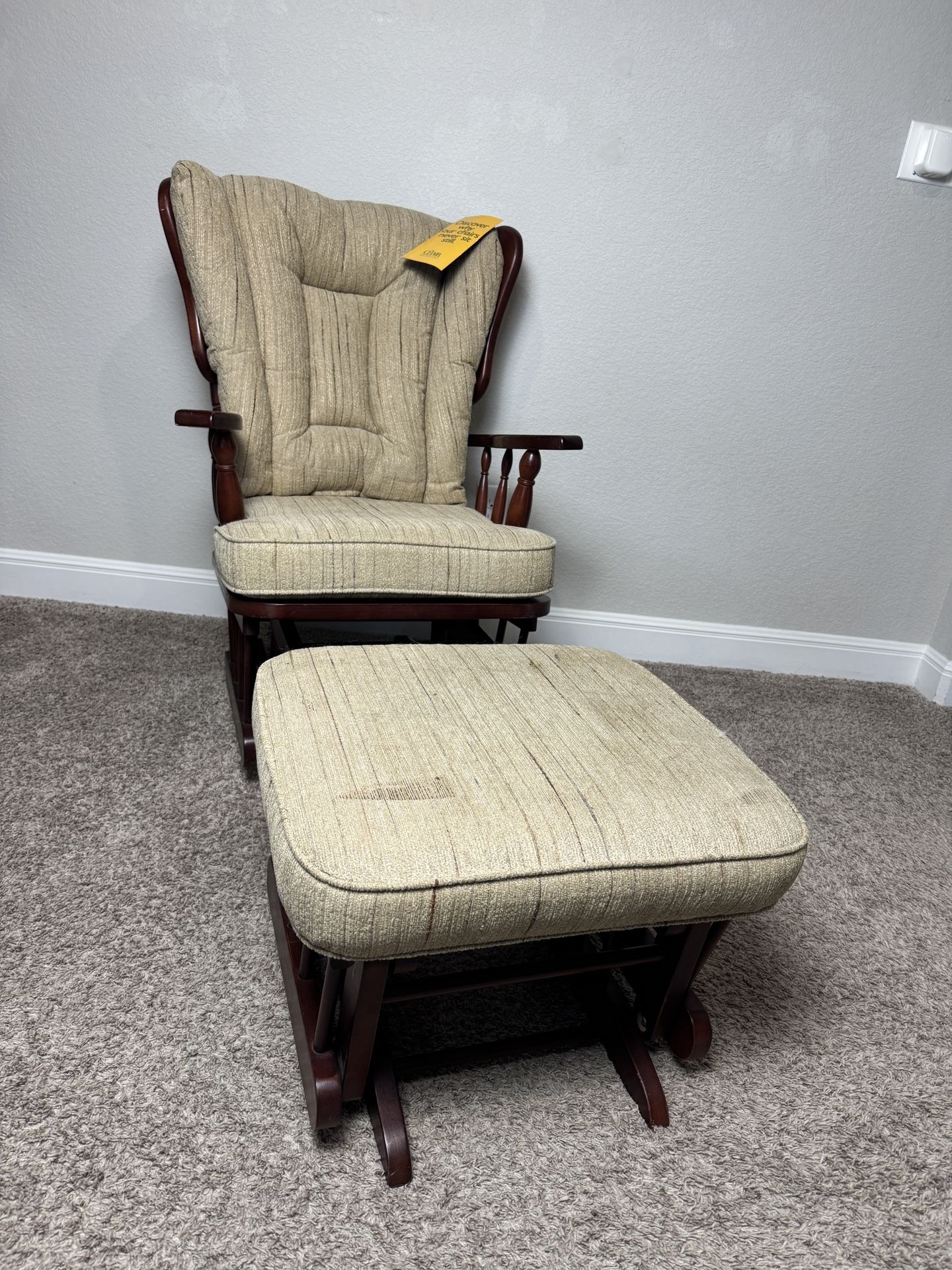 New & Vintage Glider w/ Ottoman from The Chair Company-Solid Wood