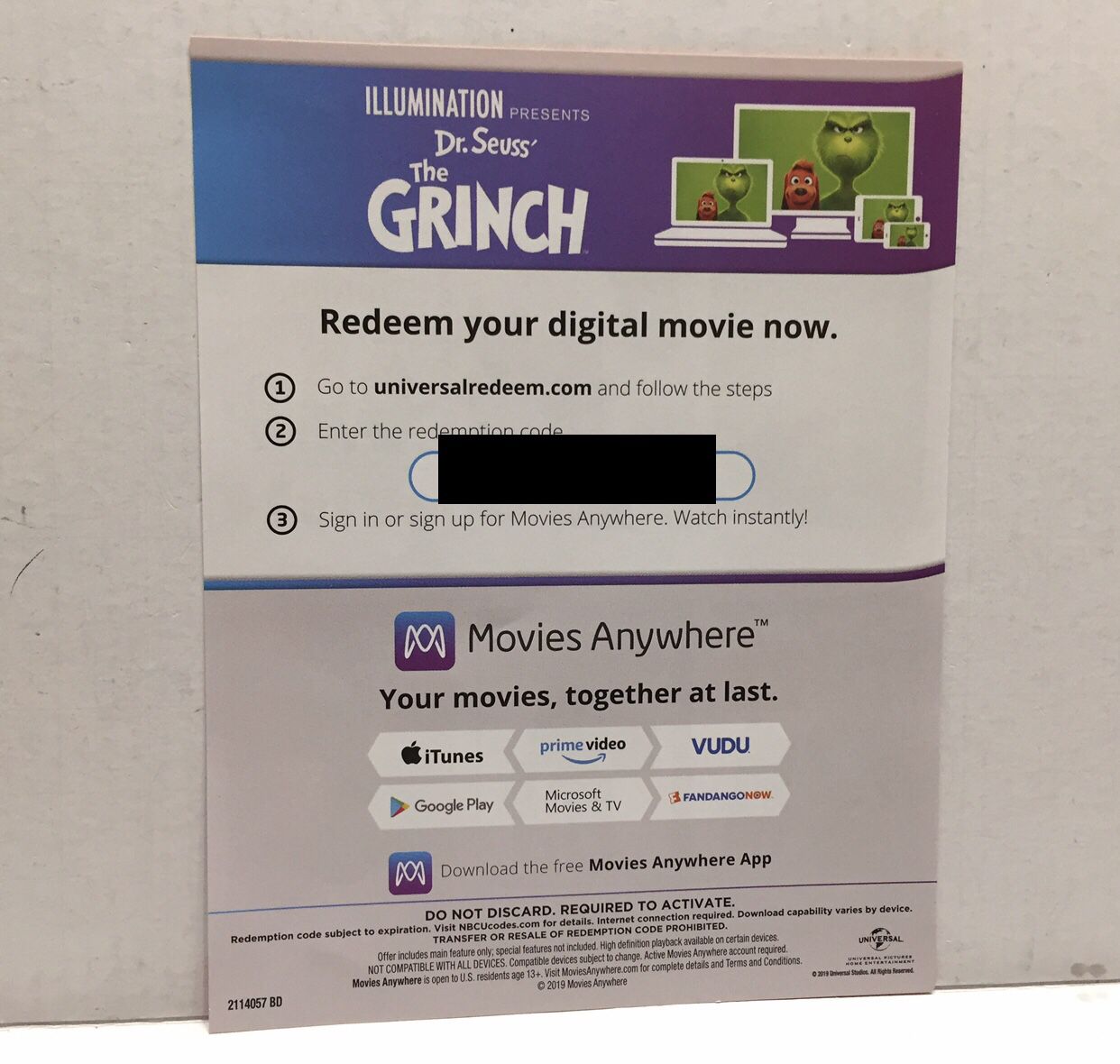 The Grinch Digital Movie Redemption Code
