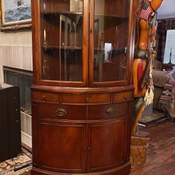 Antique Old English Cherrywood China Cabinet