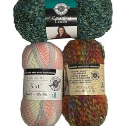 Loops & Threads county loom yarns, 3 skeins, assorted colors, NEW