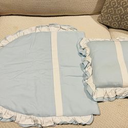 Baby Blue Bassinet Crib Blanket with Pillow