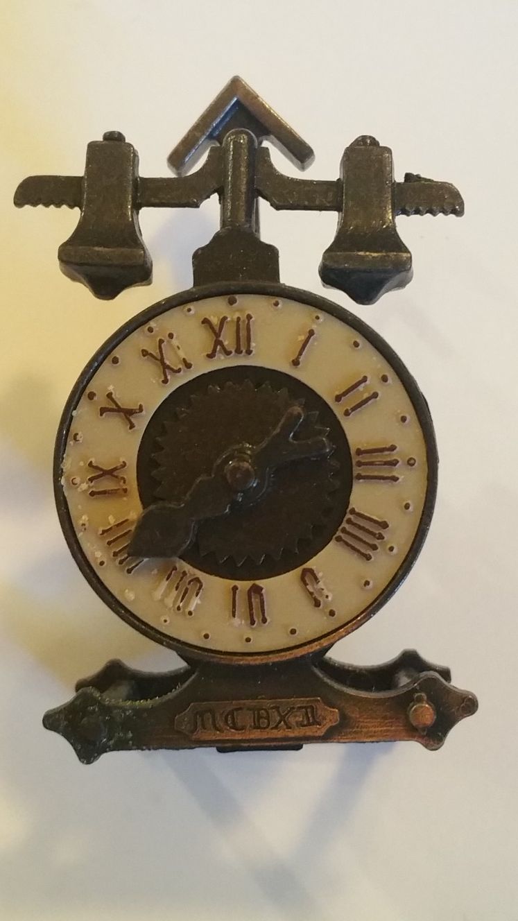 Vintage Die-Cast Miniature "Antique Clock" Pencil Sharpener