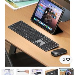 Ultra Premium Wireless Keyboard and Mouse Combo, Rechargeable, Full-Size with Number Pad, Sleek Design, Plug and Play, Quiet Typing, 2.4GHz USB Receiv