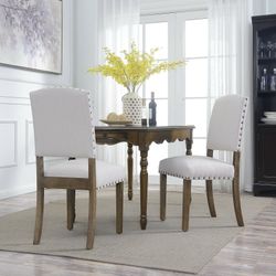 Modern Upholstered Dining Chair Parsons Set of 2 Beige