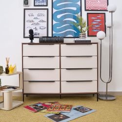 8-Drawer Double Dresser with Metal Frame