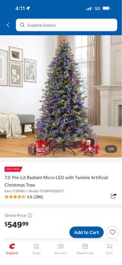 Costco 7.5 ft Pre-Lit Christmas Tree – Micro LED & Twinkle
