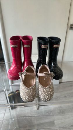 Hunter rain boots and Doe a Dear toddler shoes