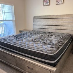 Bedroom Set (Dresser, Nightstand, King-size Mattress)