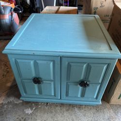 Vintage Teal Wood Storage Cabinet 🪵💙