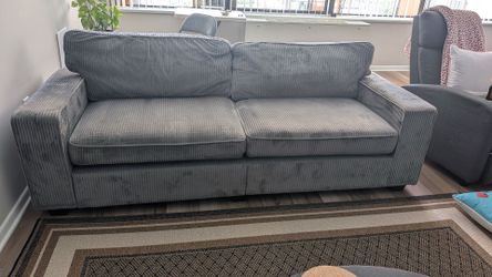 Super Comfortable Gray Corduroy Sofa (with USB Ports)