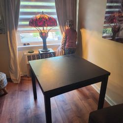 Square Black Wood Dining Table 
