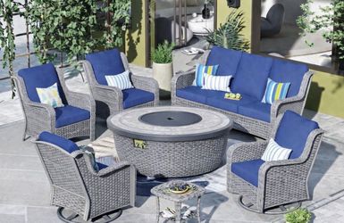 new patio set with 60” fire pit