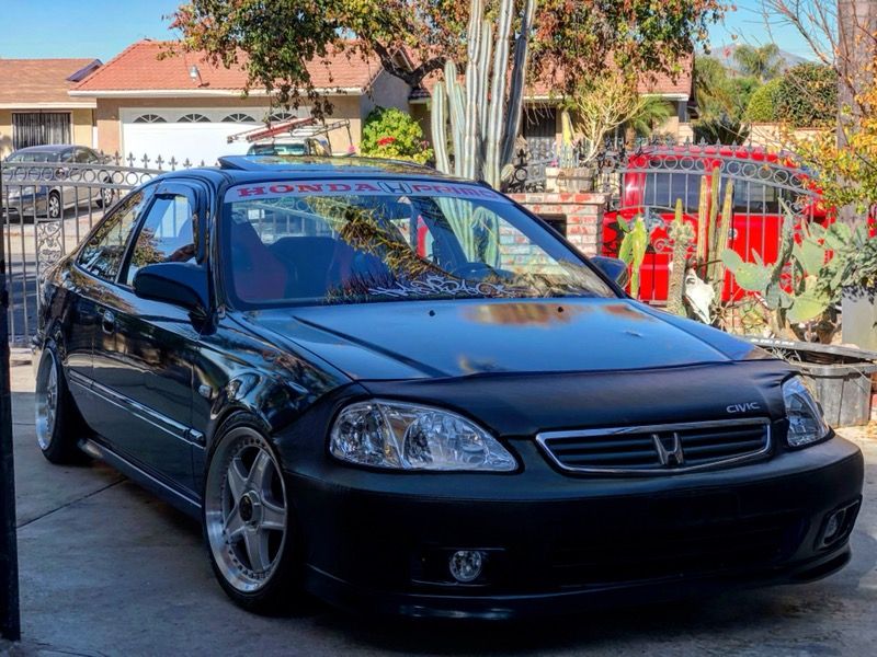 Oem front nose mask & raybrig fog lights & si rep lip 99-00 civic em1 si