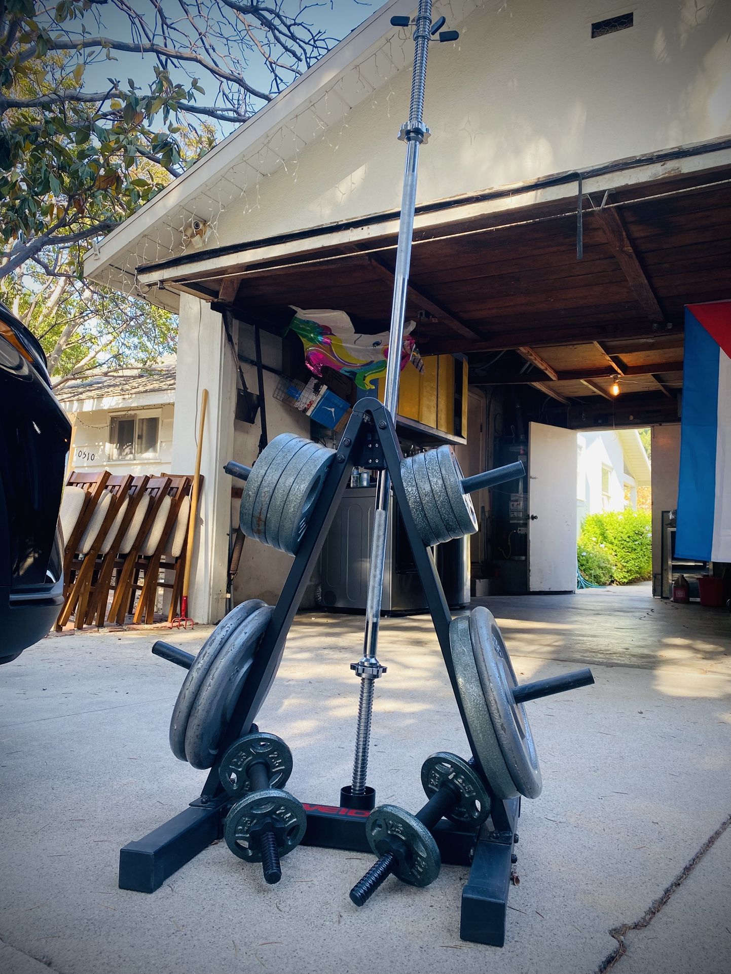 Full Home Weight Set w/ Rack & Barbells